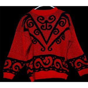 Vtg Rose USA Red Metallic Pullover Sweater Christmas Party Festive Woman’s Med ?